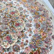 فرش گرد ۲ متری استاد خطیبی | فرش ابریشمی تبریز