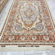 فرش موج مهر تک شش‌متری۶۰ رج با نقشه استاد نوین‌فر و چله ابریشم