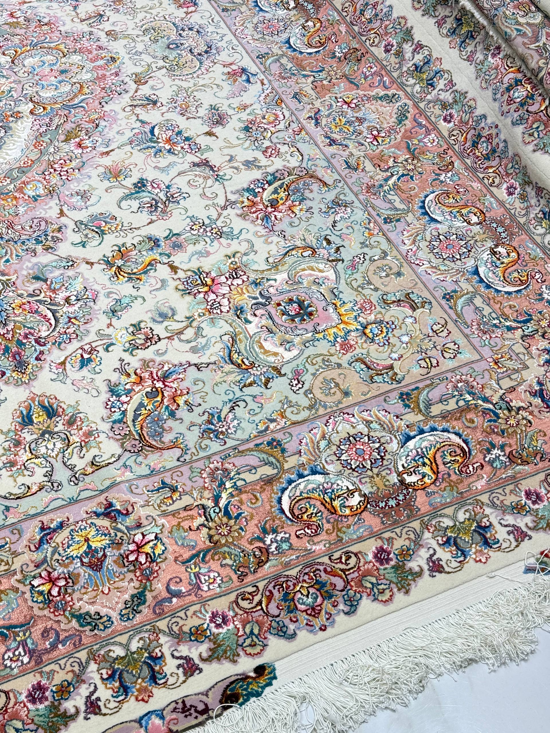 فرش خطیبی جفت نهمتری با چله و حاشیه ابریشم