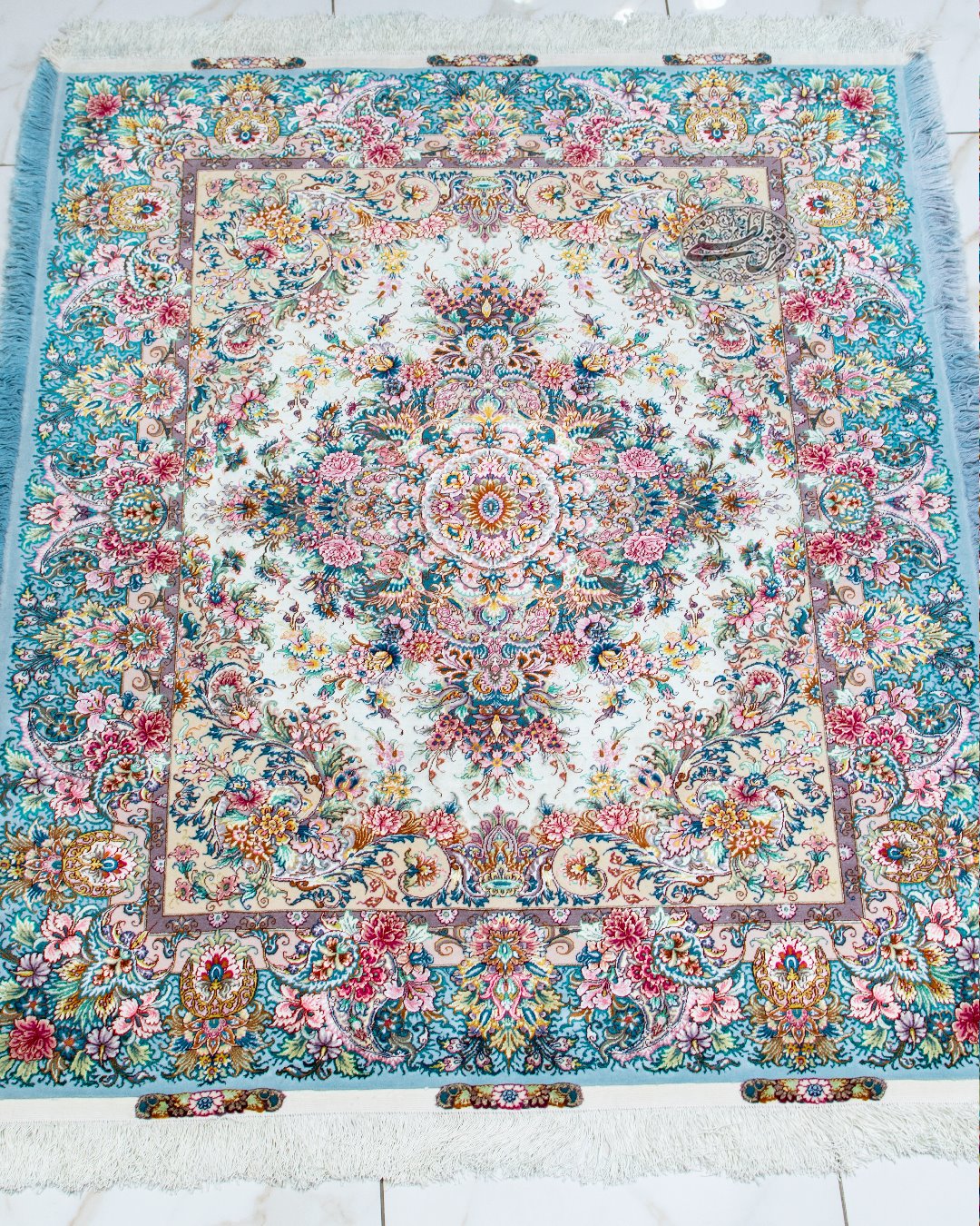 قالیچه ۳ متری نقشه خطیبی (سیمرغ جدید) | فرش ابریشمی تبریز