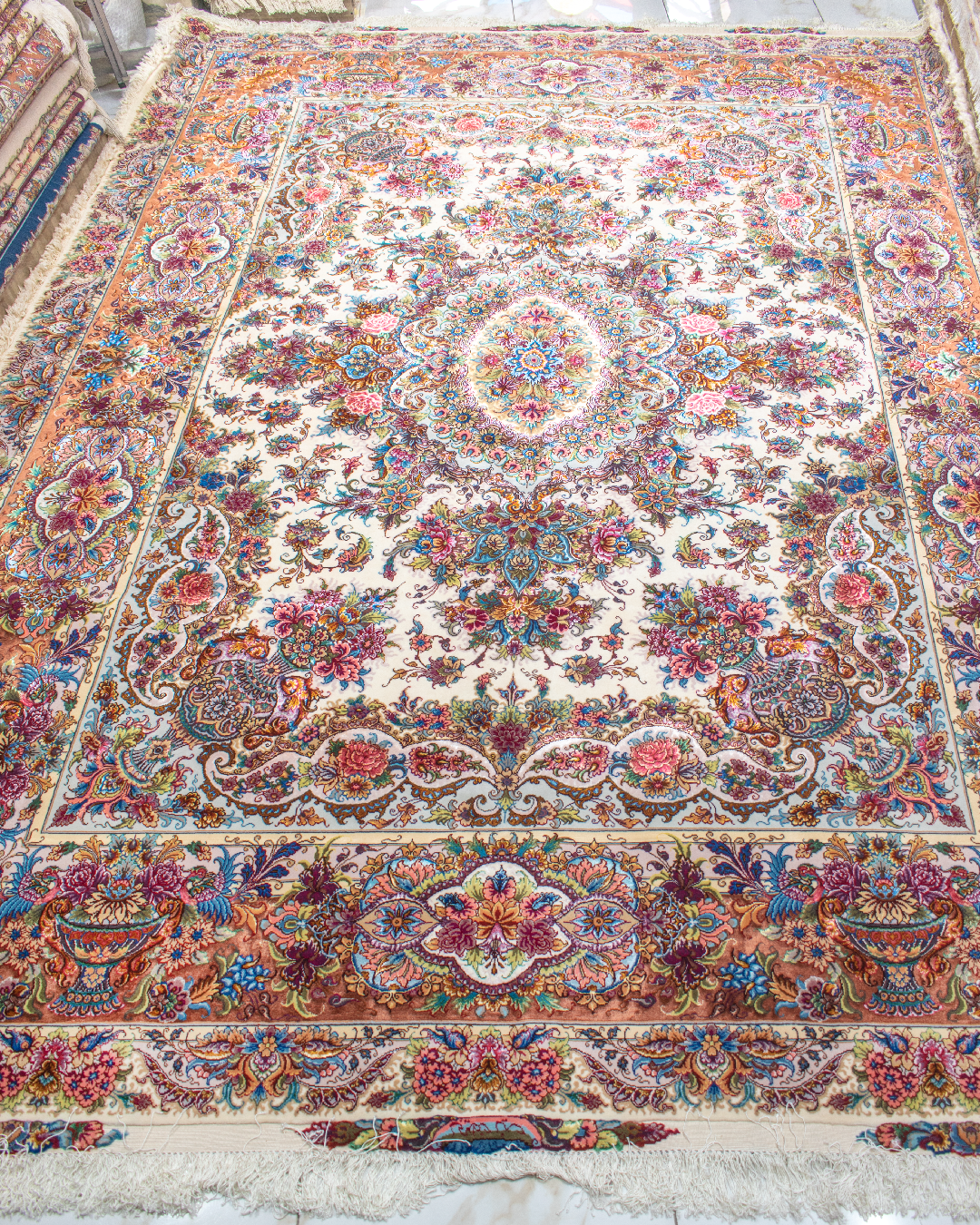 جفت فرش۱۲ متری طرح خطیبی(گلدانی)-40 رج
