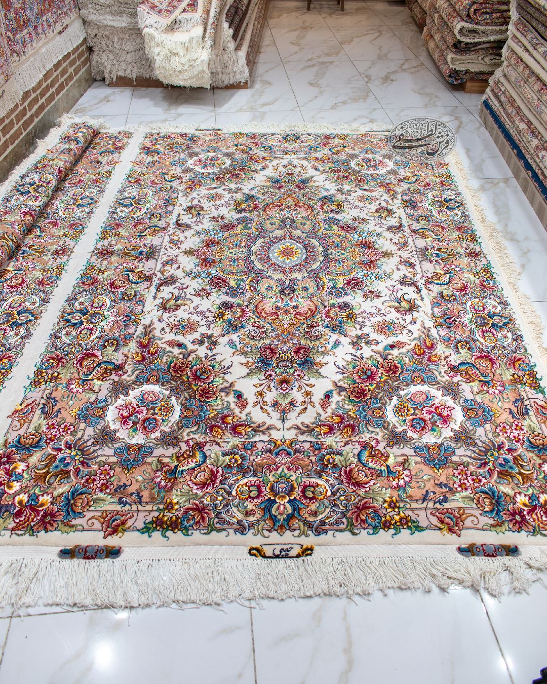 جفت فرش ۶ متری طرح خطیبی جدید|30 رج| حاشیه ابریشم