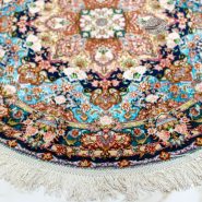 فرش دایره‌ای ۱ متری طرح سالاری|50 رج|گل ابریشم