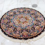 فرش دایره ۱.۵ متری طرح سالاری|۵۰ رج | مشکی